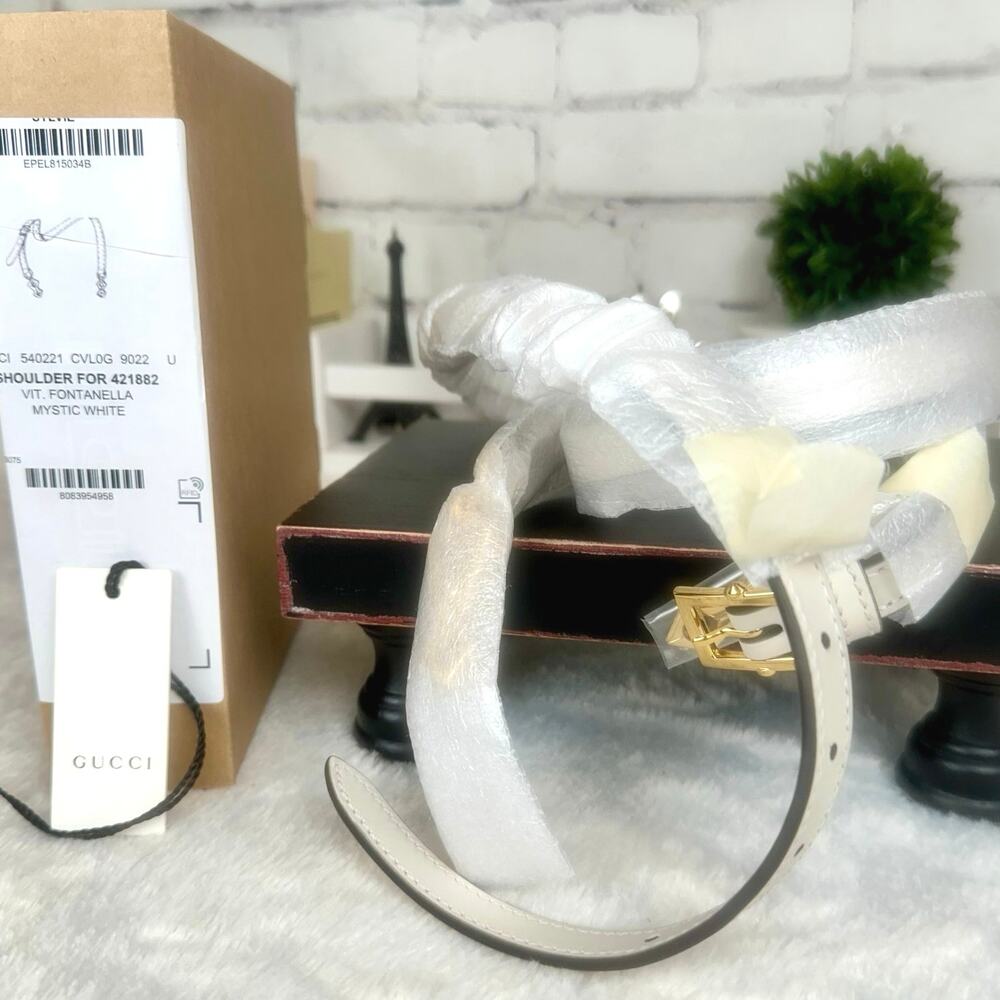 Gucci cream MYSTIC WHITE leather crossbody adjustable shoulder strap BRAND NEW - Picture 2 of 4